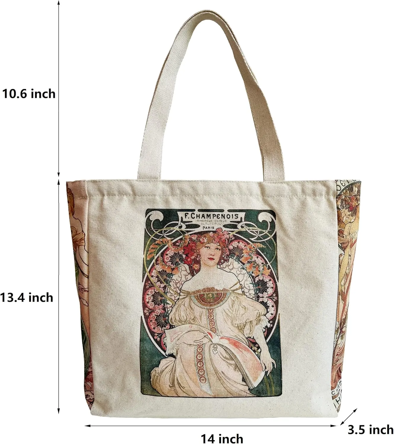 Canvas Tote Bag Aesthetic Vintage Cute Tote with Zipper Pockets Valentines Christmas Gifts for Women Girls