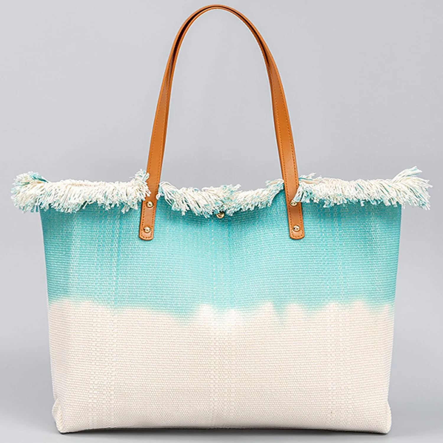 Canvas Tote Bag Embroidered Fringe Large Recycled Gradient Casual Shoulder Summer Beach Bag for Daily Use Travel Gym