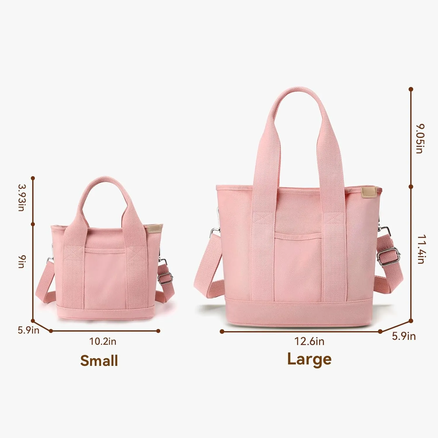 Canvas Tote Bag for Women Small Tote Bag with Zipper Crossbody Bag Shoulder Handbag Work Travel Tote with Compartments