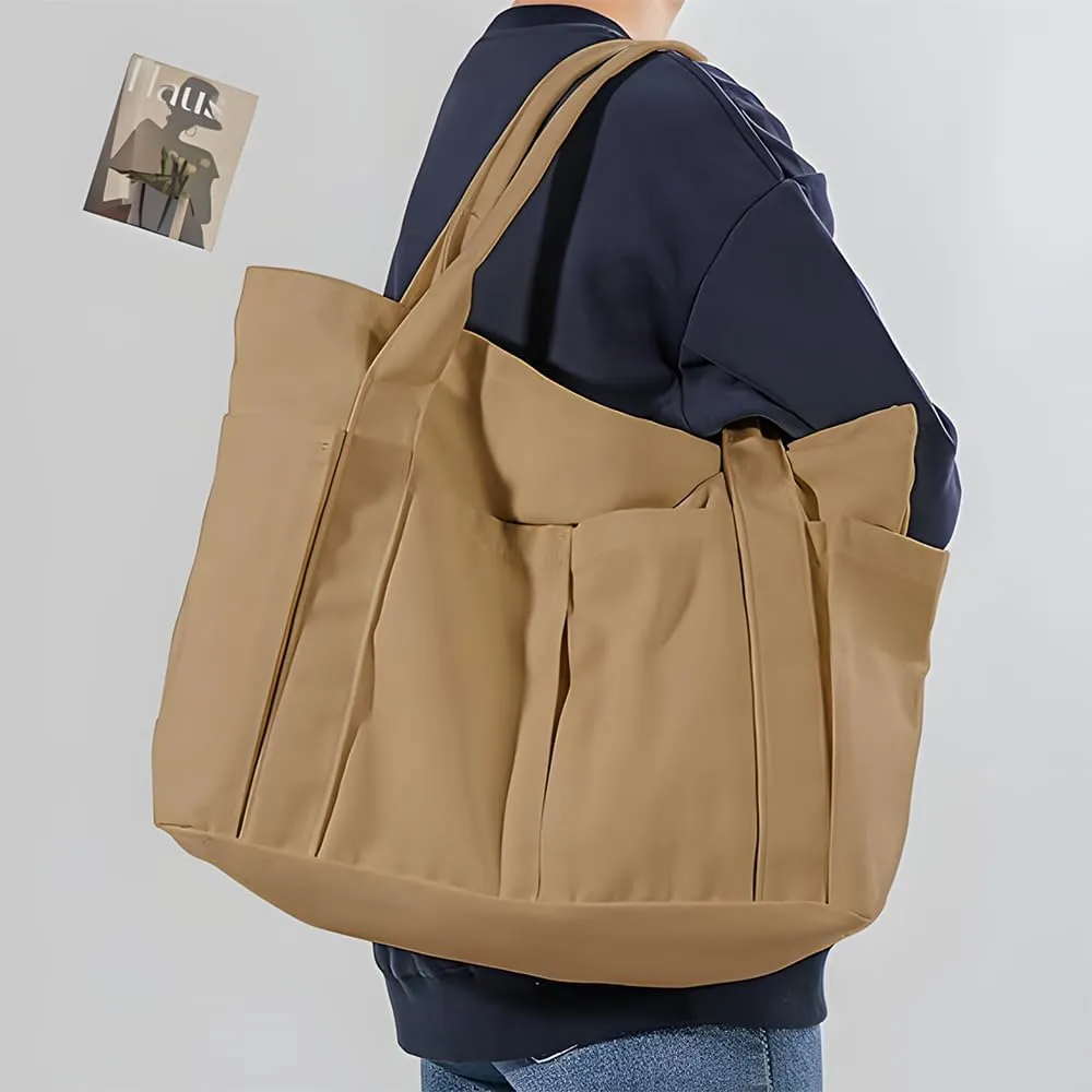 Canvas Tote Bag For Women With Pockets For Shopping Traveling Daily Commuting Beach Leisure And Fitness
