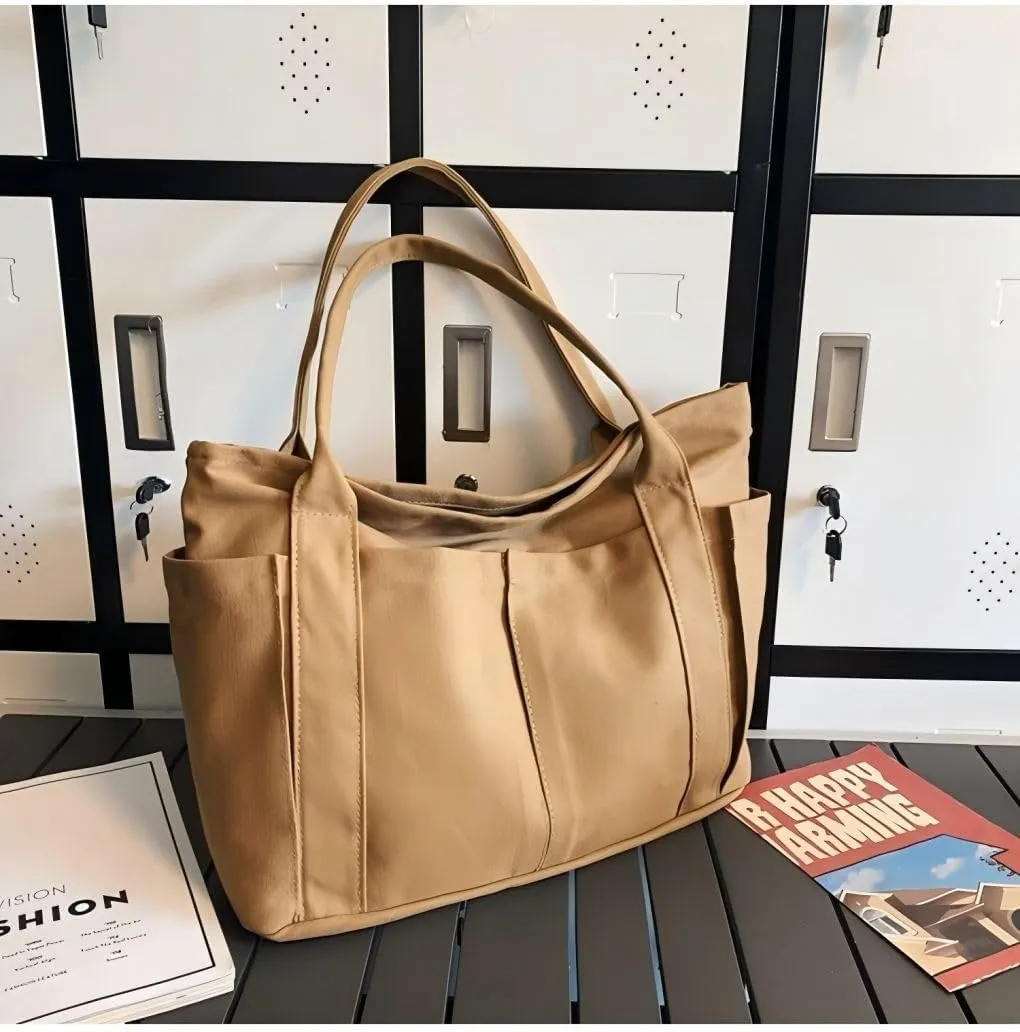 Canvas Tote Bag For Women With Pockets For Shopping Traveling Daily Commuting Beach Leisure And Fitness