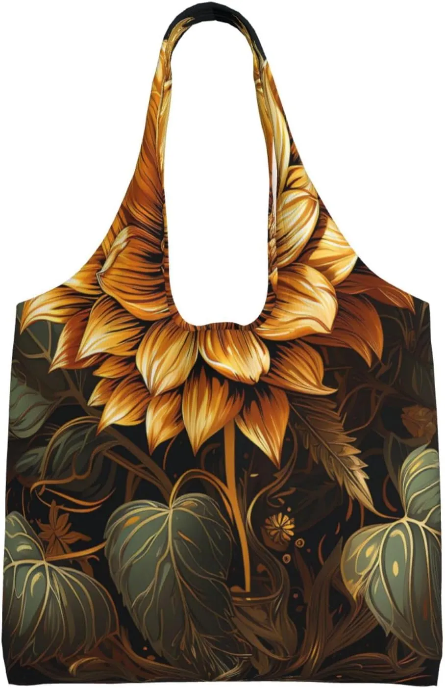 Canvas Tote Bag Reusable Grocery Bags Lightweight Handbag Blue and Orange Flowers Tote Bag for Shopping Cloth Bags