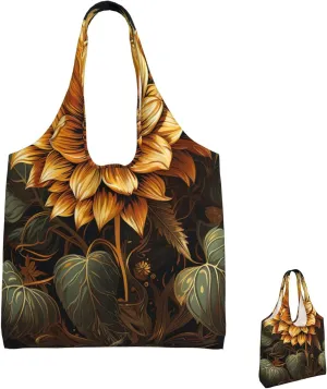 Canvas Tote Bag Reusable Grocery Bags Lightweight Handbag Blue and Orange Flowers Tote Bag for Shopping Cloth Bags