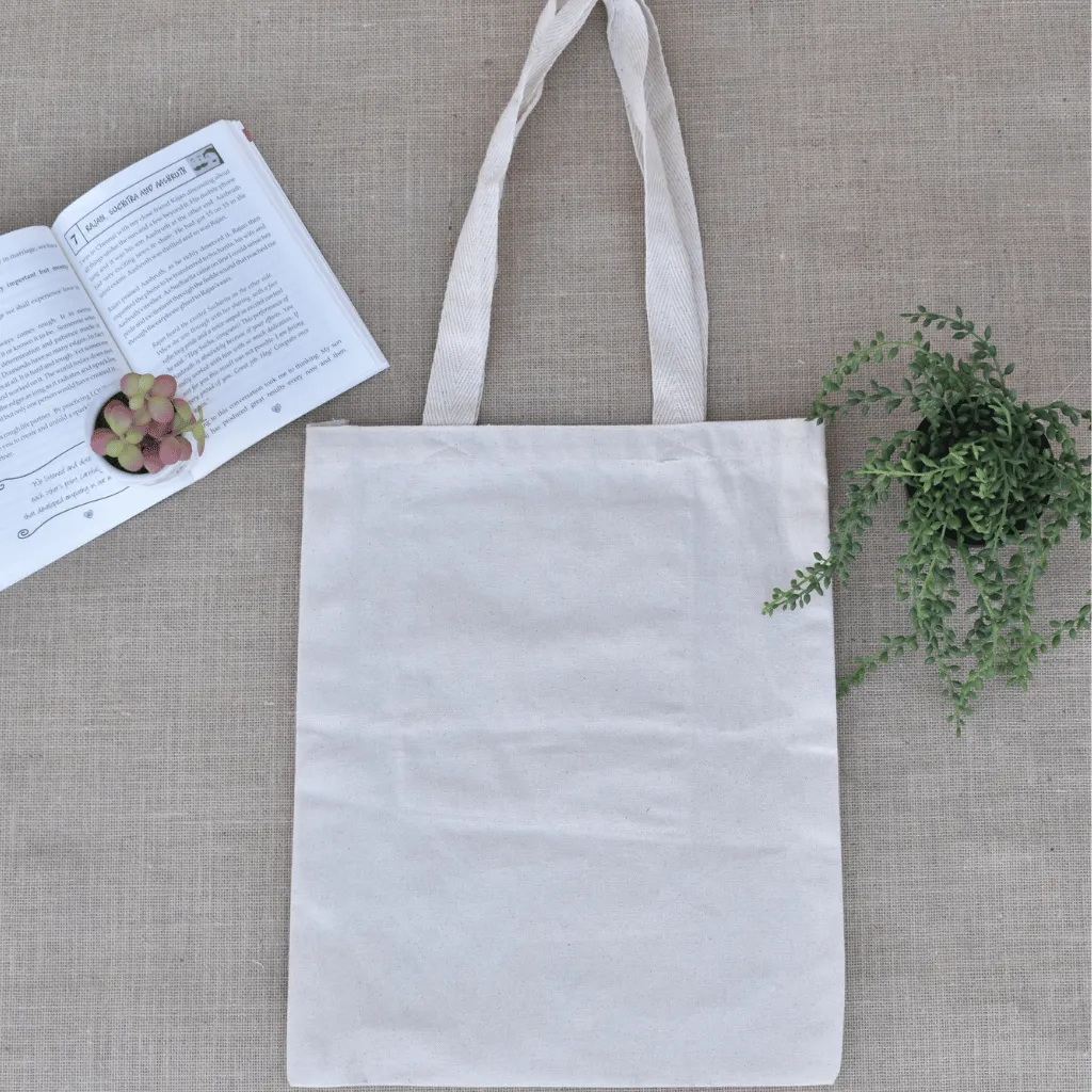 Canvas tote bag with small hearts embroidery