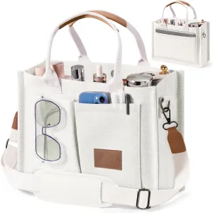 Canvas Tote Bags with Pockets - Women's Everyday Satchel Handbag