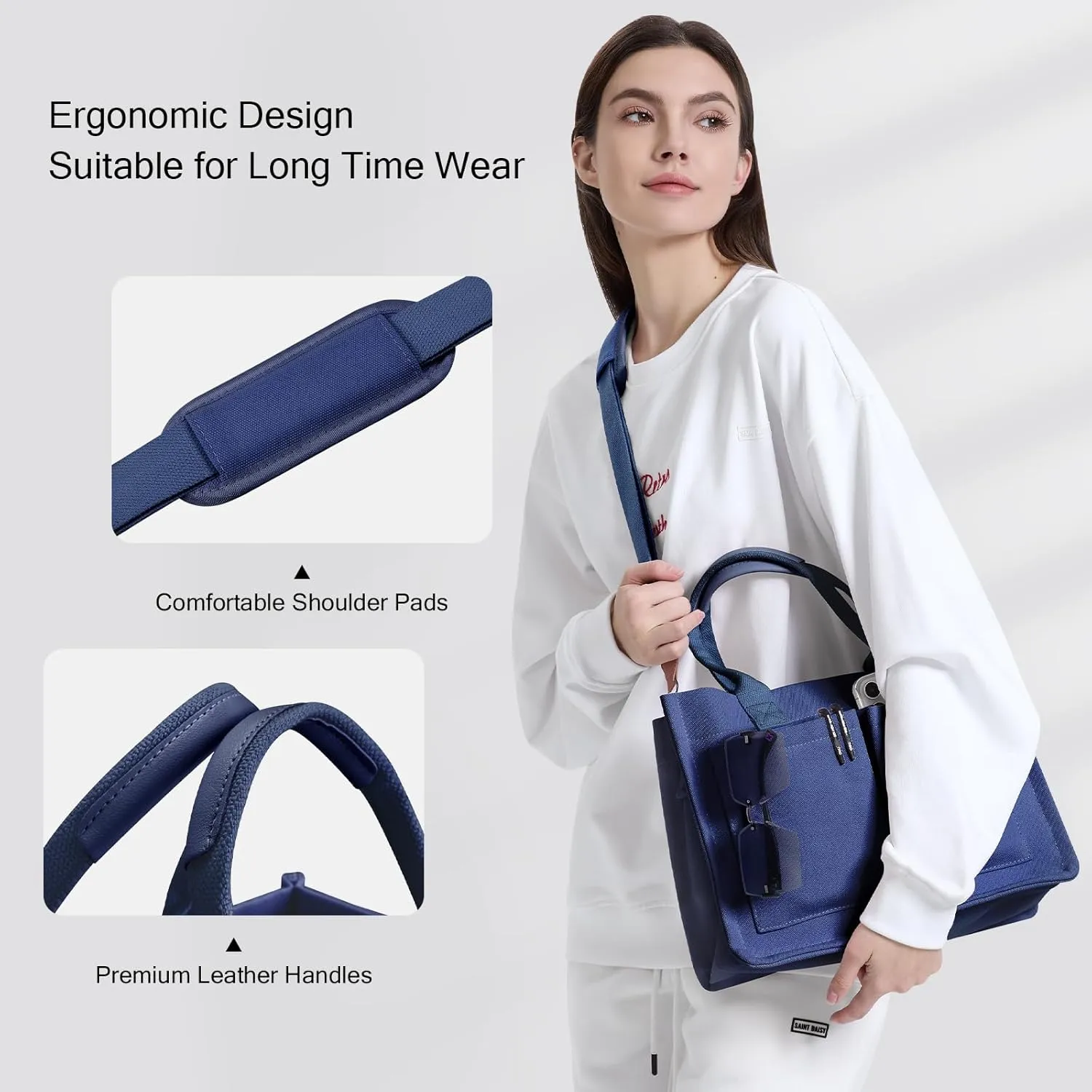 Canvas Tote Bags with Pockets - Women's Everyday Satchel Handbag