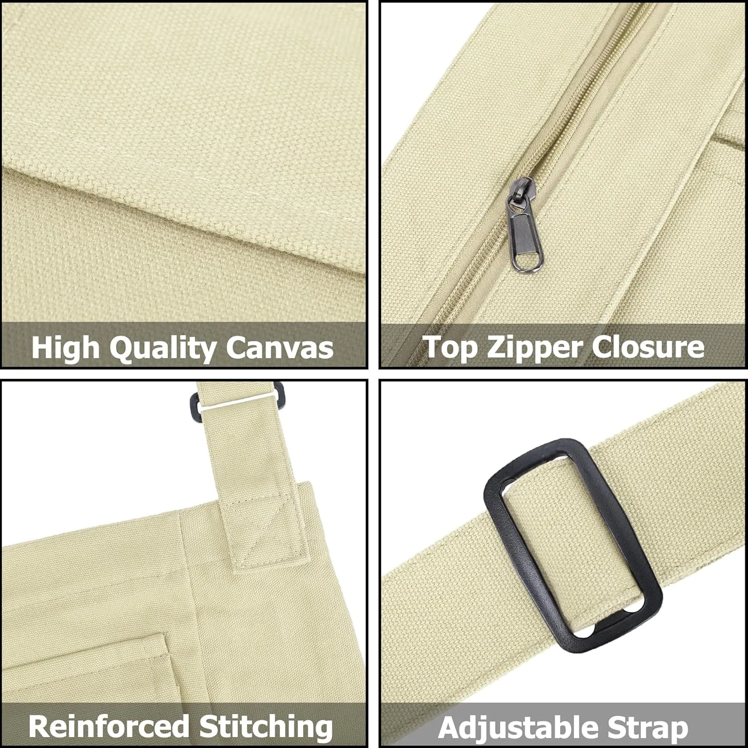 Canvas Tote Hobo Crossbody Messenger Bag with Multiple Pockets - Casual Shoulder Bag for Women & Men