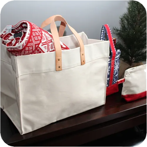 Canvas Utility Tote with Leather Handles