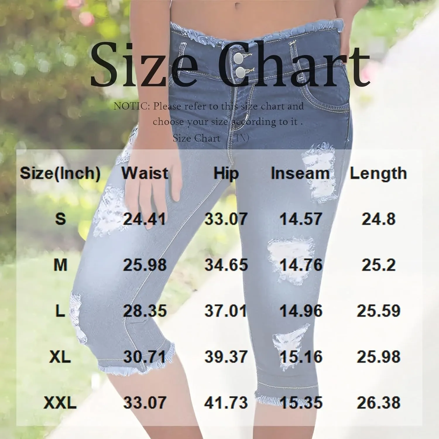 Capri Jeans for Women Stretch High Waisted Distressed Denim Capris Light Wash Ripped Skinny Cropped Jeans Streetwear
