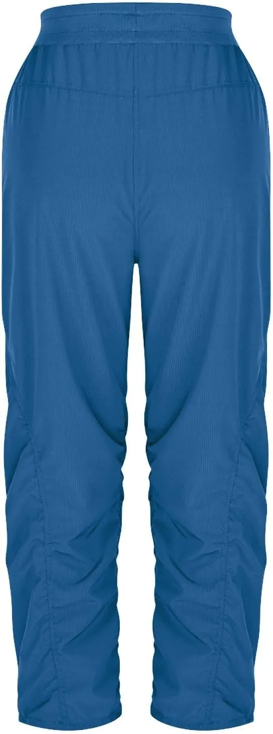 Capri Pants for Women Lightweight Hiking Pants Comfy Outdoor Running Pants Drawstring Ruched Crop Pants with Pockets