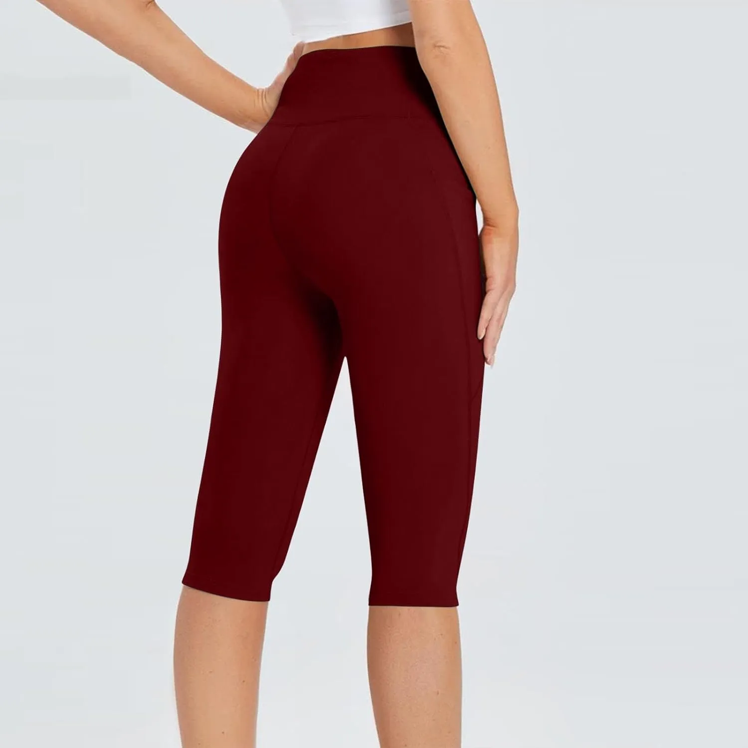 Capris Pants for Women High Waist | Tummy Control Straight Leg Yoga Pants with Pockets Workout Yoga Shorts