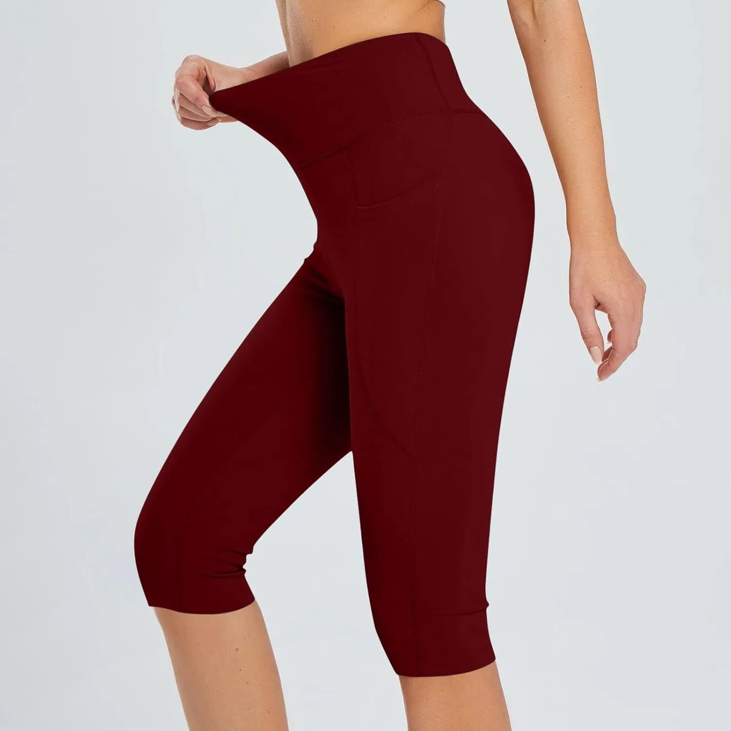 Capris Pants for Women High Waist | Tummy Control Straight Leg Yoga Pants with Pockets Workout Yoga Shorts