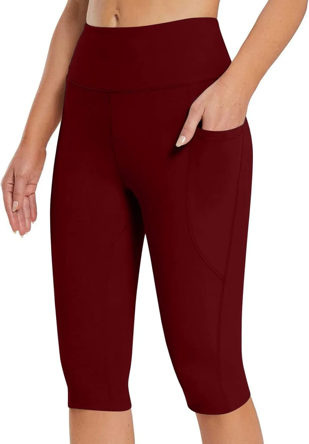 Capris Pants for Women High Waist | Tummy Control Straight Leg Yoga Pants with Pockets Workout Yoga Shorts