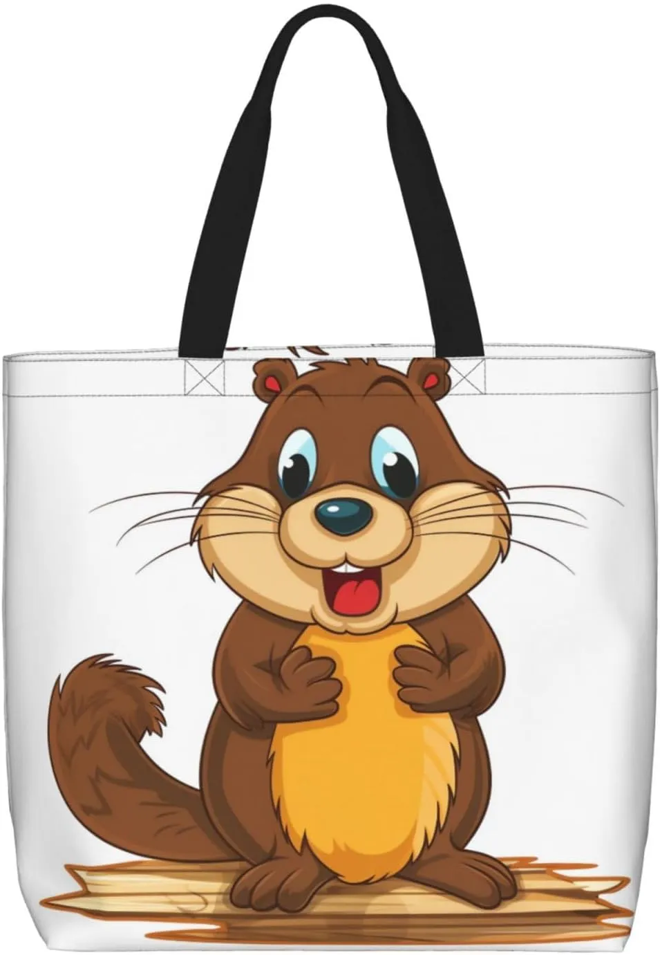 Cartoon animated beaver Tote Bag for Women Hobo Handbags with Zipper Large Shoulder Bag Shopping Bags Travel Purse