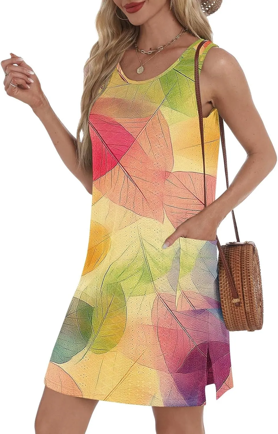 Casual Dress for Women Floral Print Summer Fashion Sundress Sleeveless Round Neck Maxi Beach Vacation Dresses 2025