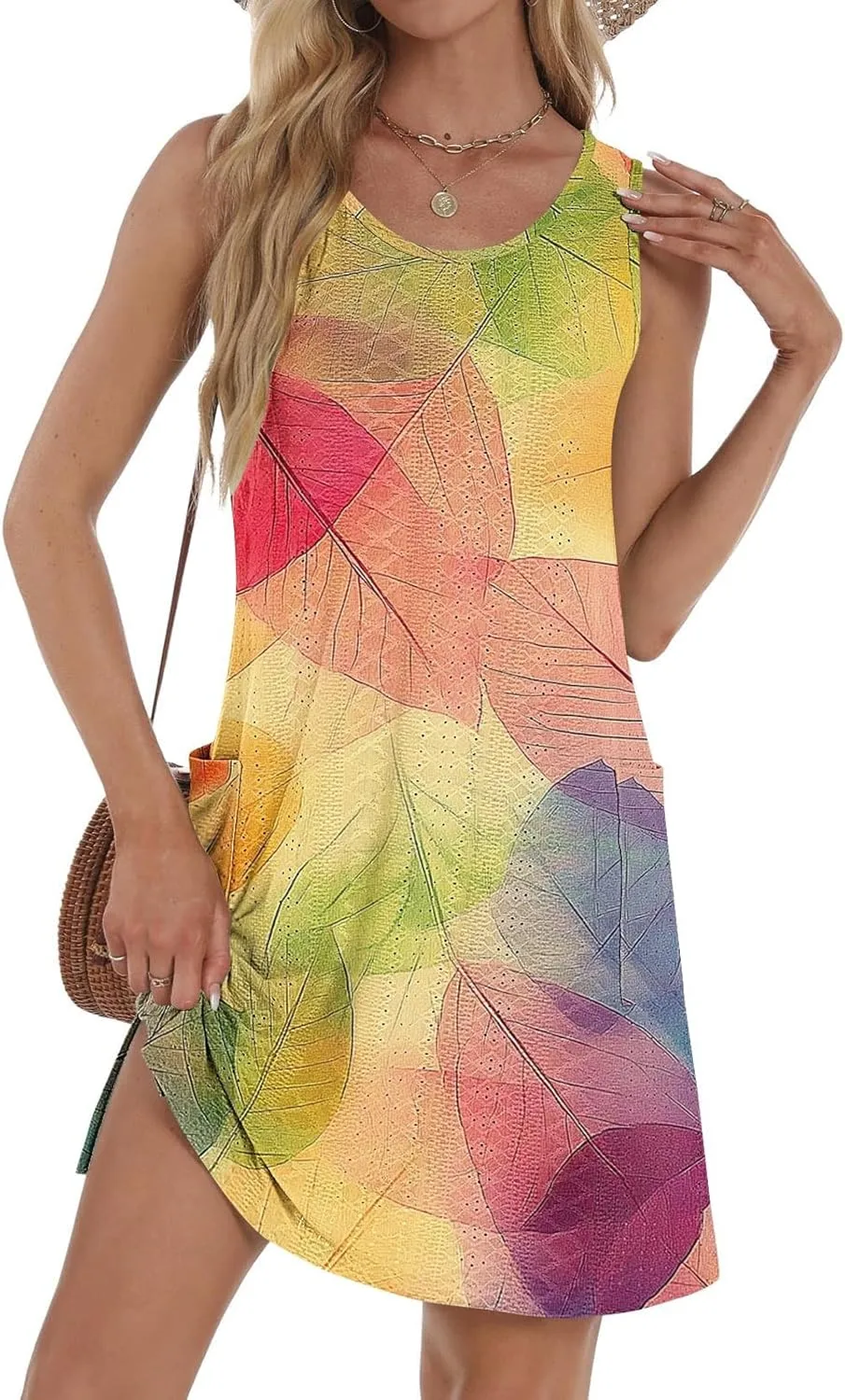 Casual Dress for Women Floral Print Summer Fashion Sundress Sleeveless Round Neck Maxi Beach Vacation Dresses 2025
