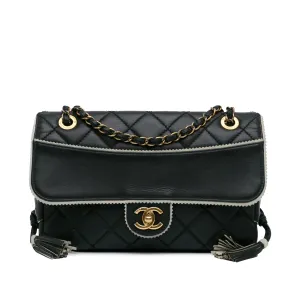 CC Quilted Lambskin Tassel and Border Embellished Flap