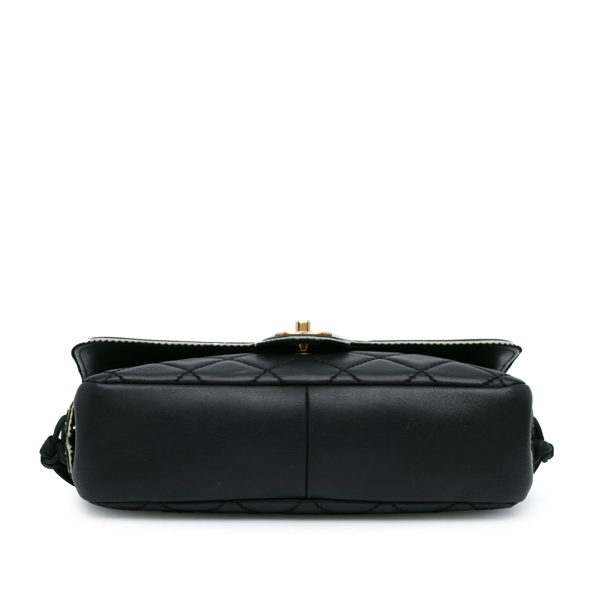 CC Quilted Lambskin Tassel and Border Embellished Flap