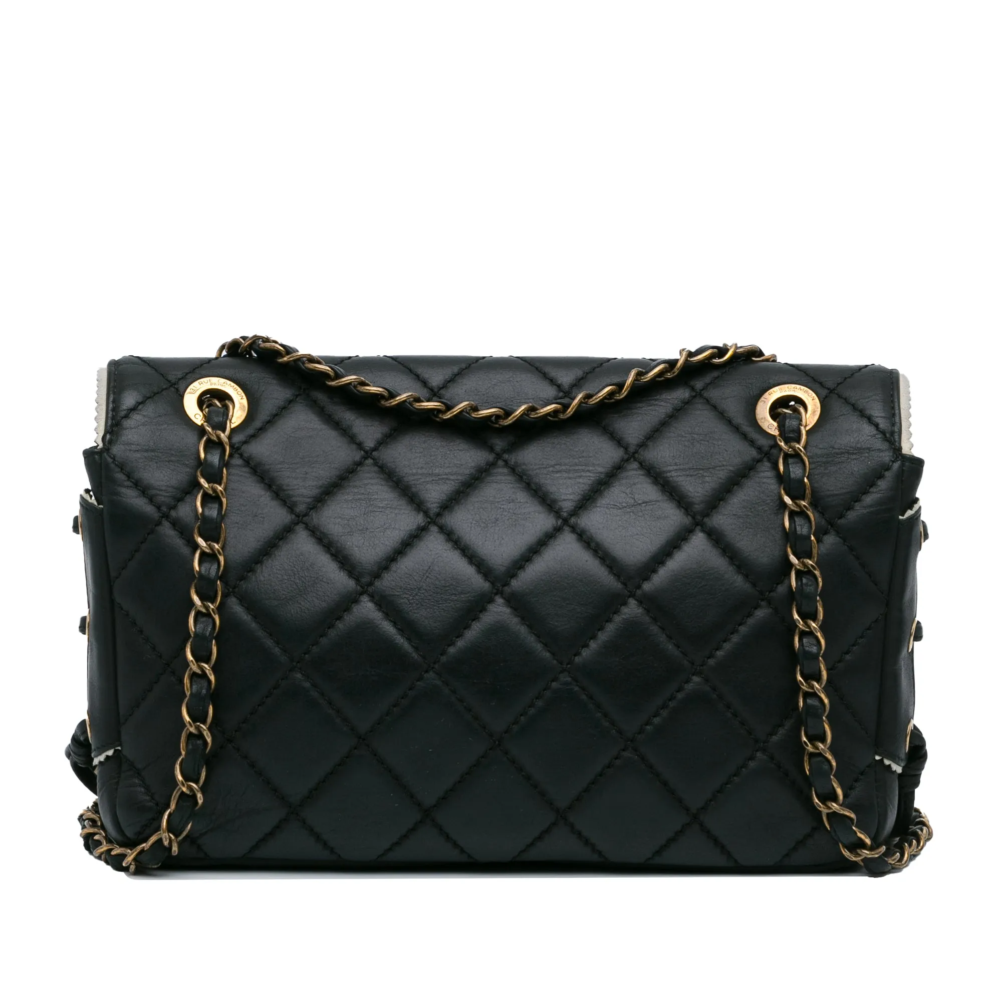CC Quilted Lambskin Tassel and Border Embellished Flap