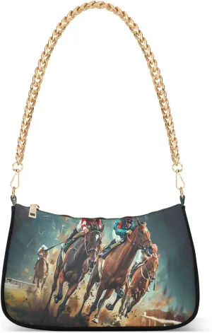 Chain Shoulder Bag Hobo Tote Handbag Mini Clutch Purse with Zipper Closure for Women