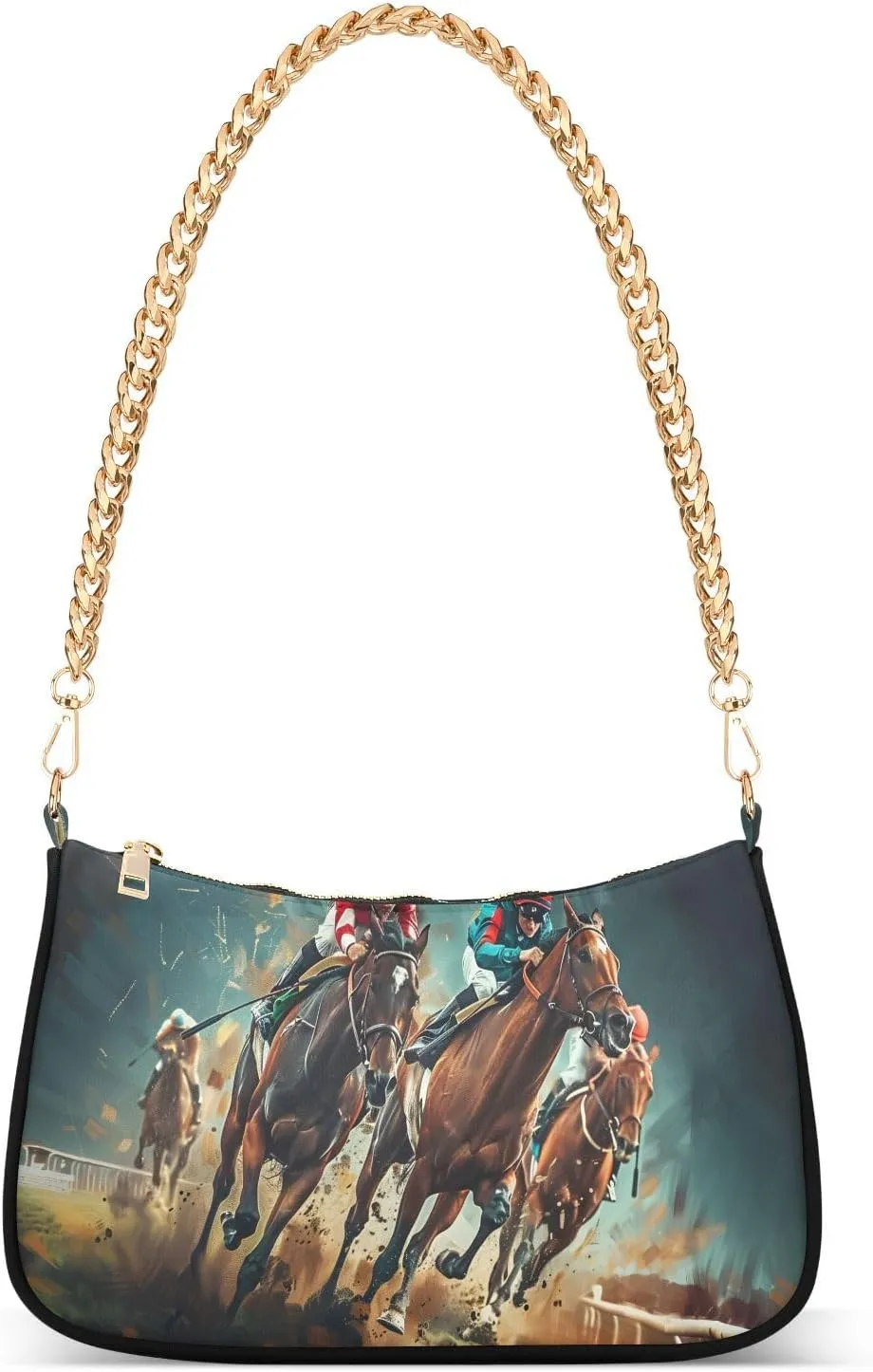 Chain Shoulder Bag Hobo Tote Handbag Mini Clutch Purse with Zipper Closure for Women