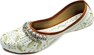 Chandrakala Payal Mojaris for Women, Flats Punjabi Jutti Embellished Khussa (WF154-P)