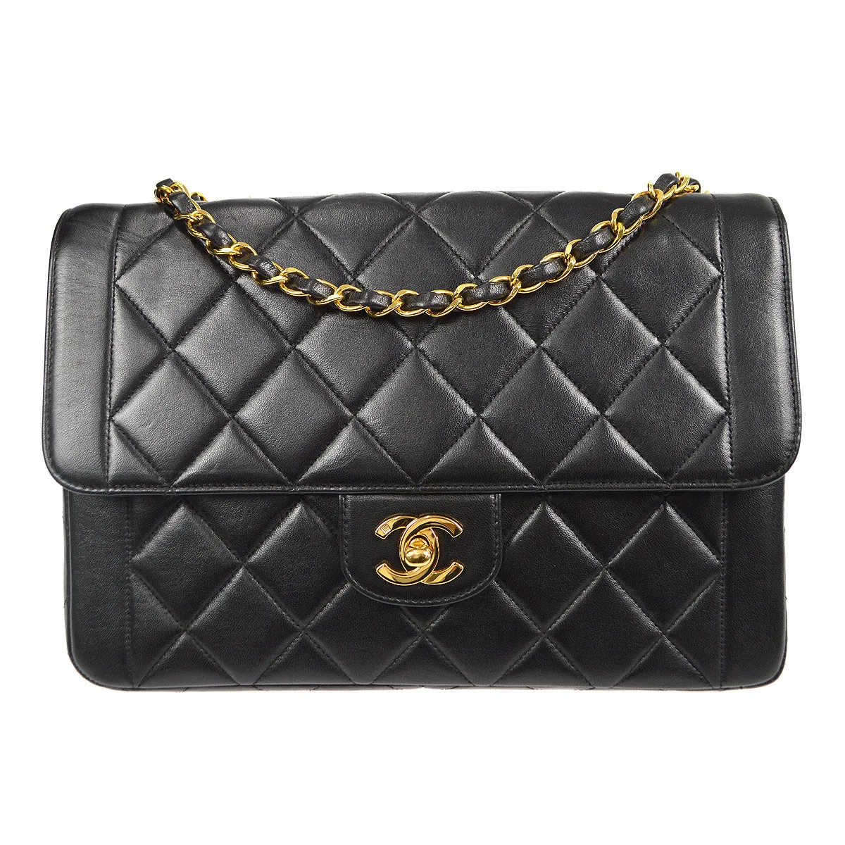 CHANEL 1994-1996 Border Flap Medium Black Lambskin 87840