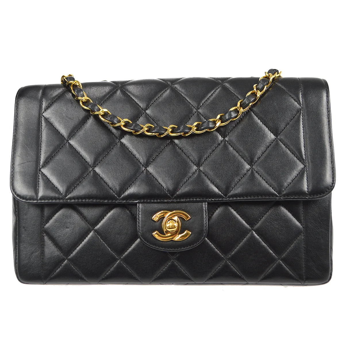CHANEL 1994-1996 Border Flap Medium Black Lambskin 87841
