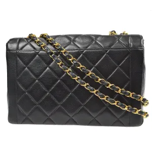 CHANEL 1994-1996 Border Flap Medium Black Lambskin 87841
