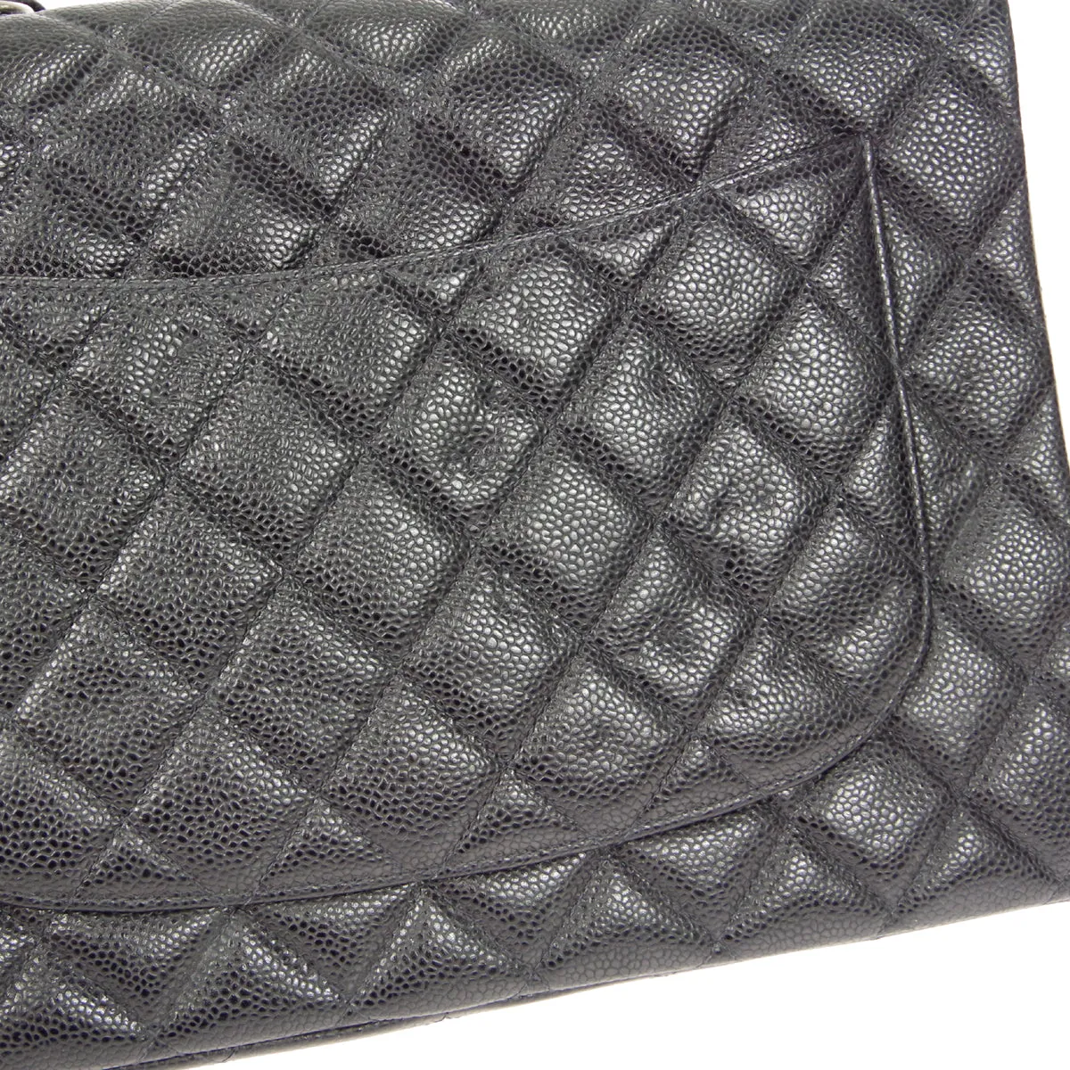 CHANEL 2000-2001 Classic Flap Jumbo SHW Black Caviar 48504