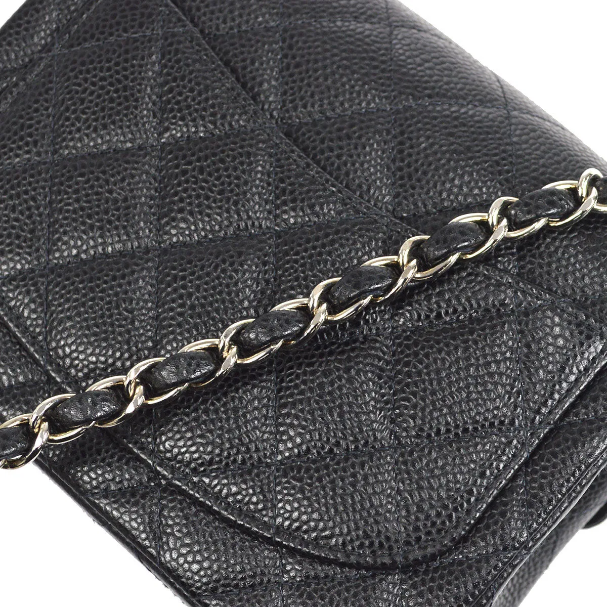 CHANEL 2000-2001 Classic Square Flap Mini 17 Black Caviar 27254