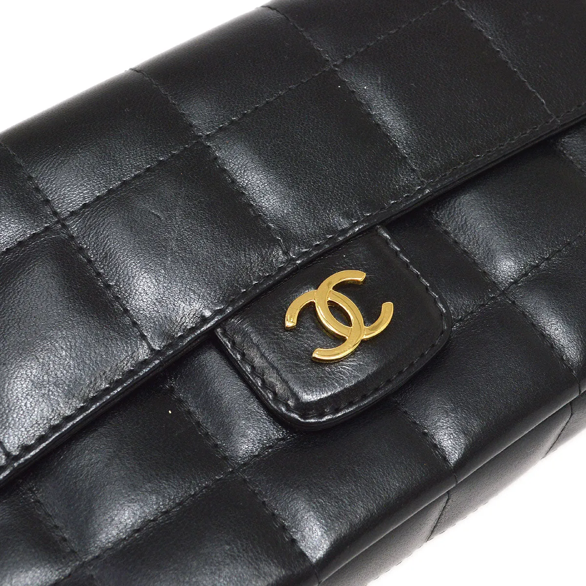 CHANEL 2003-2004 Camellia Choco Bar Shoulder Bag Mini Black Lambskin 15690