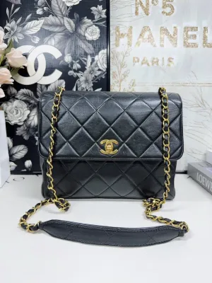 Chanel Classic Flap Bag Black Leather Shoulder Bag