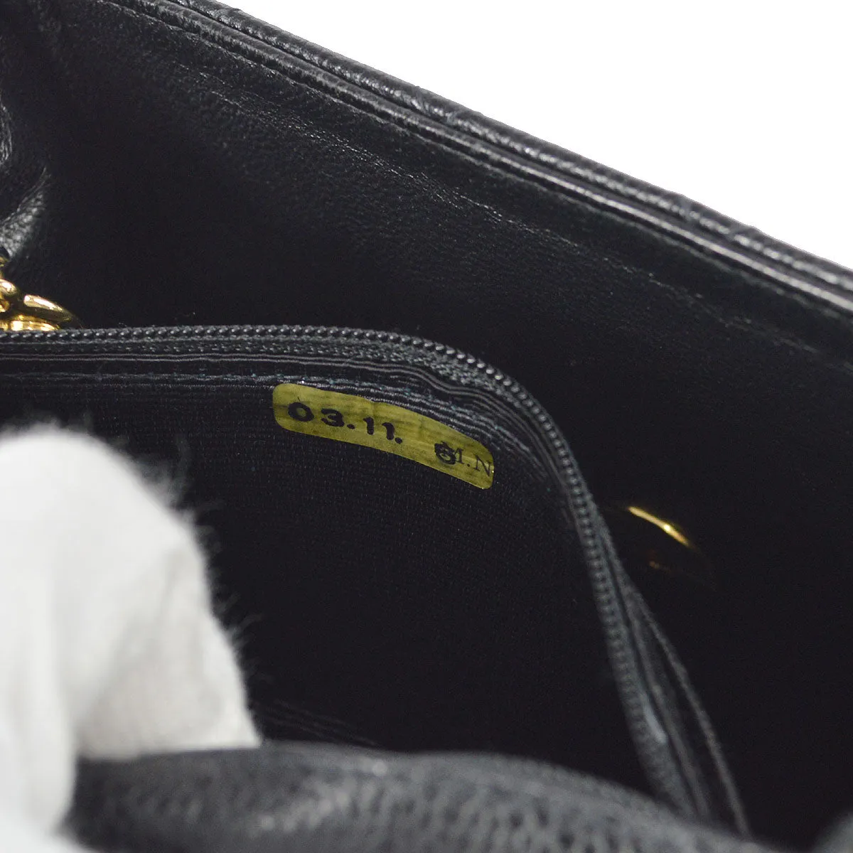 CHANEL Classic Flap Mini Square Chain Shoulder Bag Black Caviar 58067