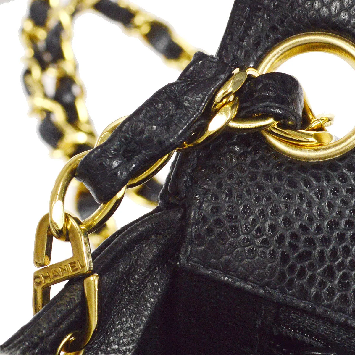 CHANEL Classic Flap Mini Square Chain Shoulder Bag Black Caviar 58067