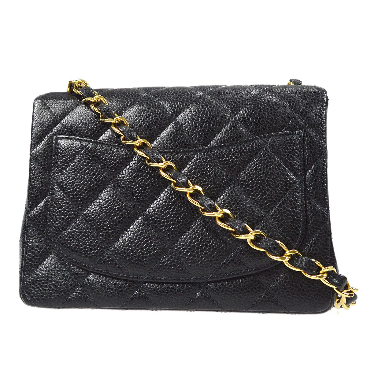 CHANEL Classic Flap Mini Square Chain Shoulder Bag Black Caviar 58067