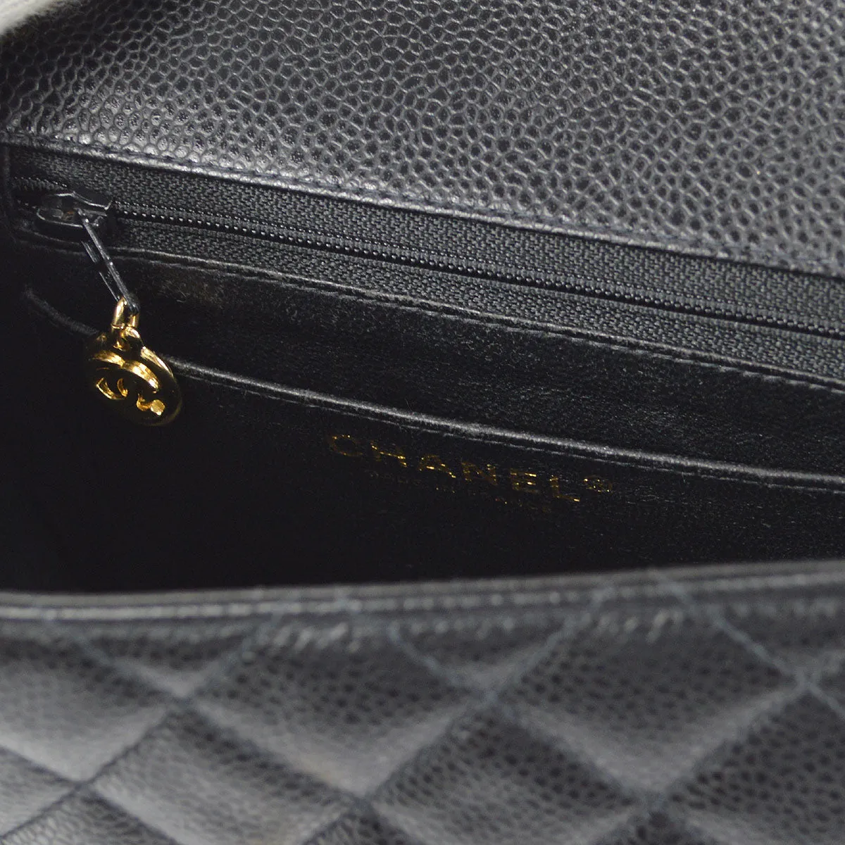 CHANEL Classic Flap Mini Square Chain Shoulder Bag Black Caviar 58067
