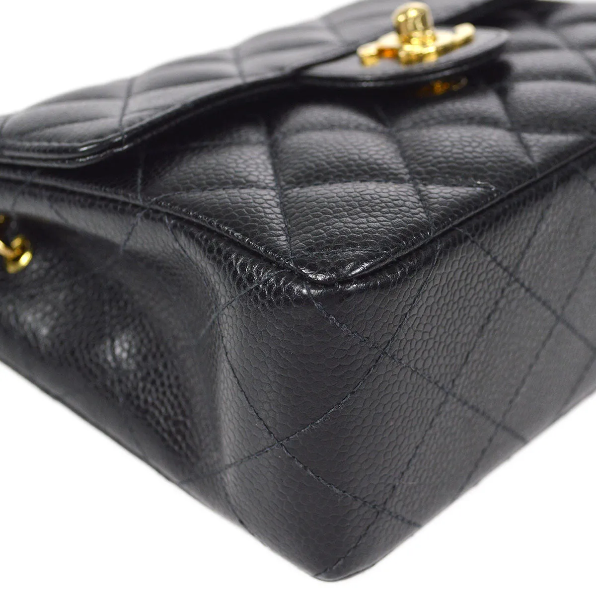 CHANEL Classic Flap Mini Square Chain Shoulder Bag Black Caviar 58067
