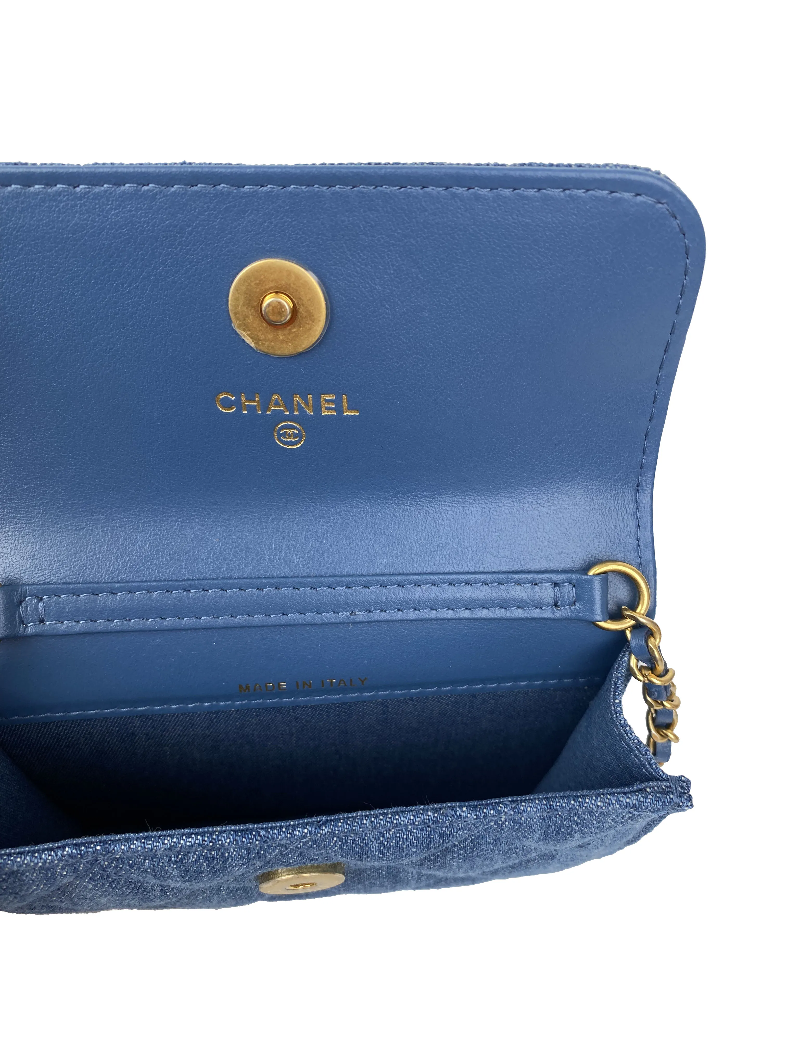 Chanel Mini Denim Belt Bag with Pearl Crush