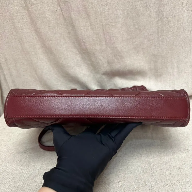 CHANEL Quilted Burgundy Leather Shoulder Bag