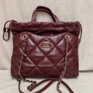 CHANEL Quilted Burgundy Leather Shoulder Bag