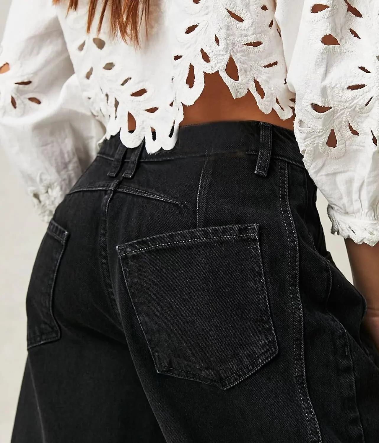 CHARTOU Women's Wide Leg Cropped Baggy Y2k Mid Rise Jeans - Boyfriend Harem Denim Pants