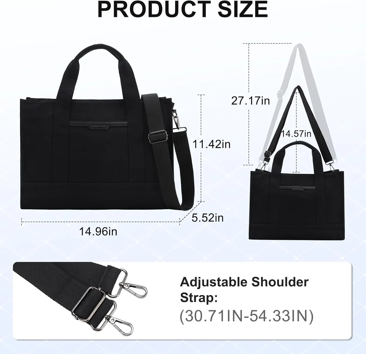 Chase Chic Canvas Tote Bag with Zipper for Women, Multi Pocket Shoulder Crossbody Handbag Bag with Compartments for Work