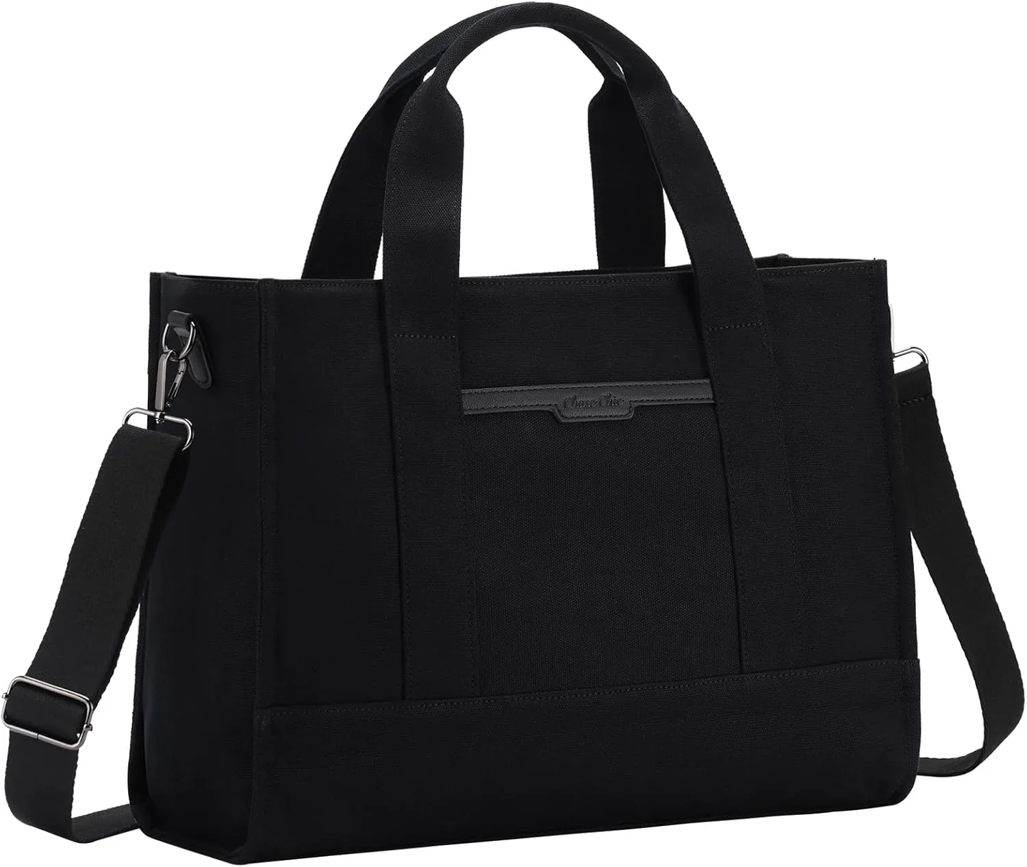 Chase Chic Canvas Tote Bag with Zipper for Women, Multi Pocket Shoulder Crossbody Handbag Bag with Compartments for Work