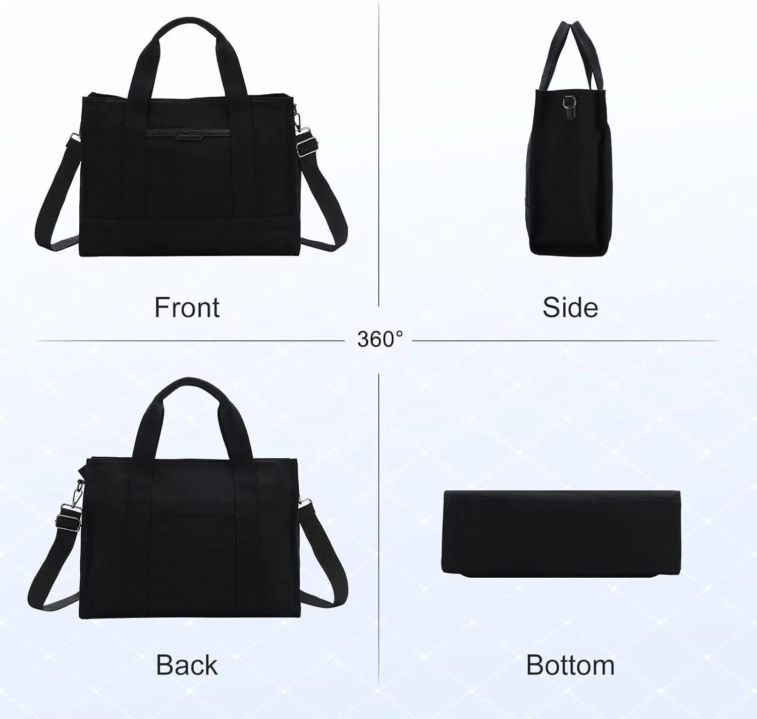 Chase Chic Canvas Tote Bag with Zipper for Women, Multi Pocket Shoulder Crossbody Handbag Bag with Compartments for Work