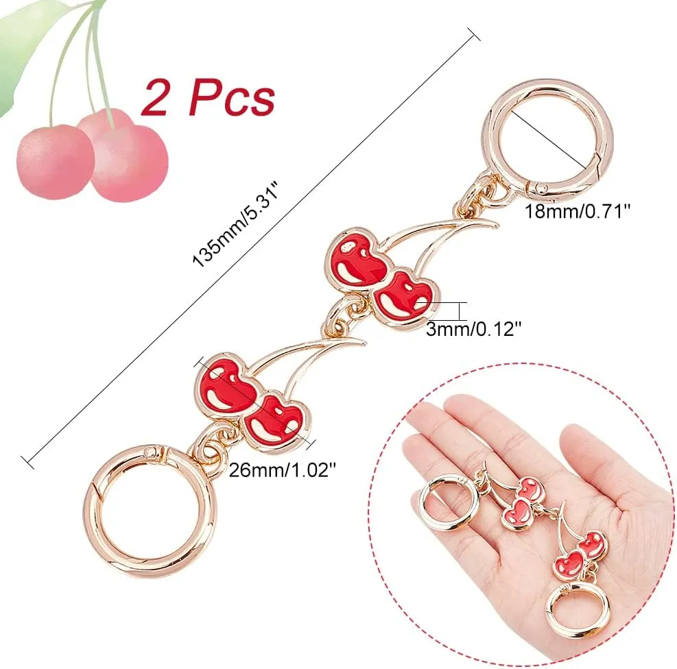 CHGCRAFT 2Pcs Cherry Link Purse Strap Extender Bag Chain Handbag Strap Extender Clutch Strap Extension with Buckles Purse Chain Accessories Replacement for Crossbody Bag Clutch Bag, Red