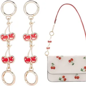 CHGCRAFT 2Pcs Cherry Link Purse Strap Extender Bag Chain Handbag Strap Extender Clutch Strap Extension with Buckles Purse Chain Accessories Replacement for Crossbody Bag Clutch Bag, Red