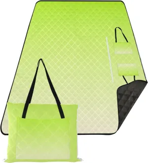 CHIFIGNO Lemon Green Cornsilk Gradient Waterproof Beach Blanket Sand Proof, Floral Outdoor Camping Mat Cute Picnic Mat Foldable, 80" x 60"