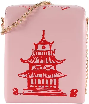 Chinese Takeout Box Style Shoulder Bag PU Leather Crossbody Bags for Women