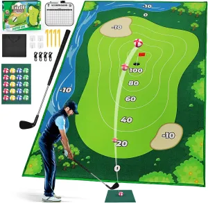 Chipping Golf Practice Mats Golf Game Training Mat - Indoor Outdoor Games for Adults Family Kids Outdoor Play Equipment Stick Chip Golf Set